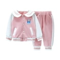 thumbnail image 3 of 3-4 Years Teen Girls Zipper Sweatshirt And Sweatpants SetPrinted Baseball Sweatshirt Set Pink Girl Winter Long Sleeve Sweatshirt and Sweatpants Outfit, 3 of 8