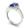 thumbnail image 2 of Clara Pucci 14K White Gold Solid Gold Tanzanite Solitaire with Accents Anniversary Ring for Women - 1.92 cttw Emerald Cut, 2 of 8