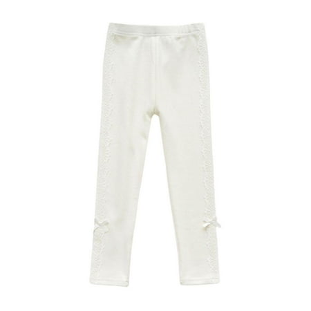 

2-8 T Kids Girls Leggings Toddler Little Girls Lace Trimmed Tight Pants Thicken Warm Cotton Pants 1pcs White 2-3 Years Old