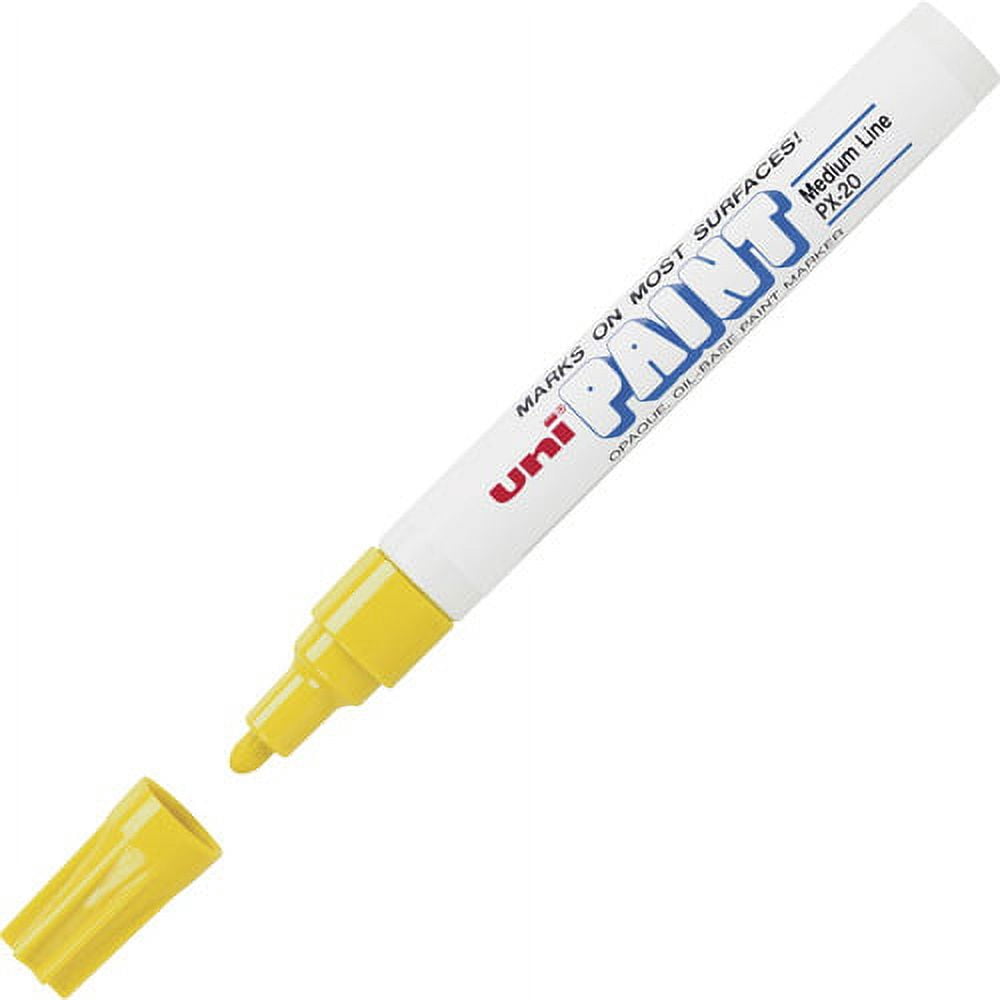 uni-ball Uni-Paint PX-20 Oil-Based Medium Point Marker Medium Marker Point - Yellow Oil Based Ink - White Barrel - 1 Each