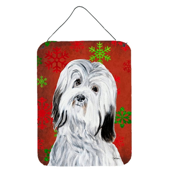 Havanese Red Snowflakes Holiday Wall or Door Hanging Prints