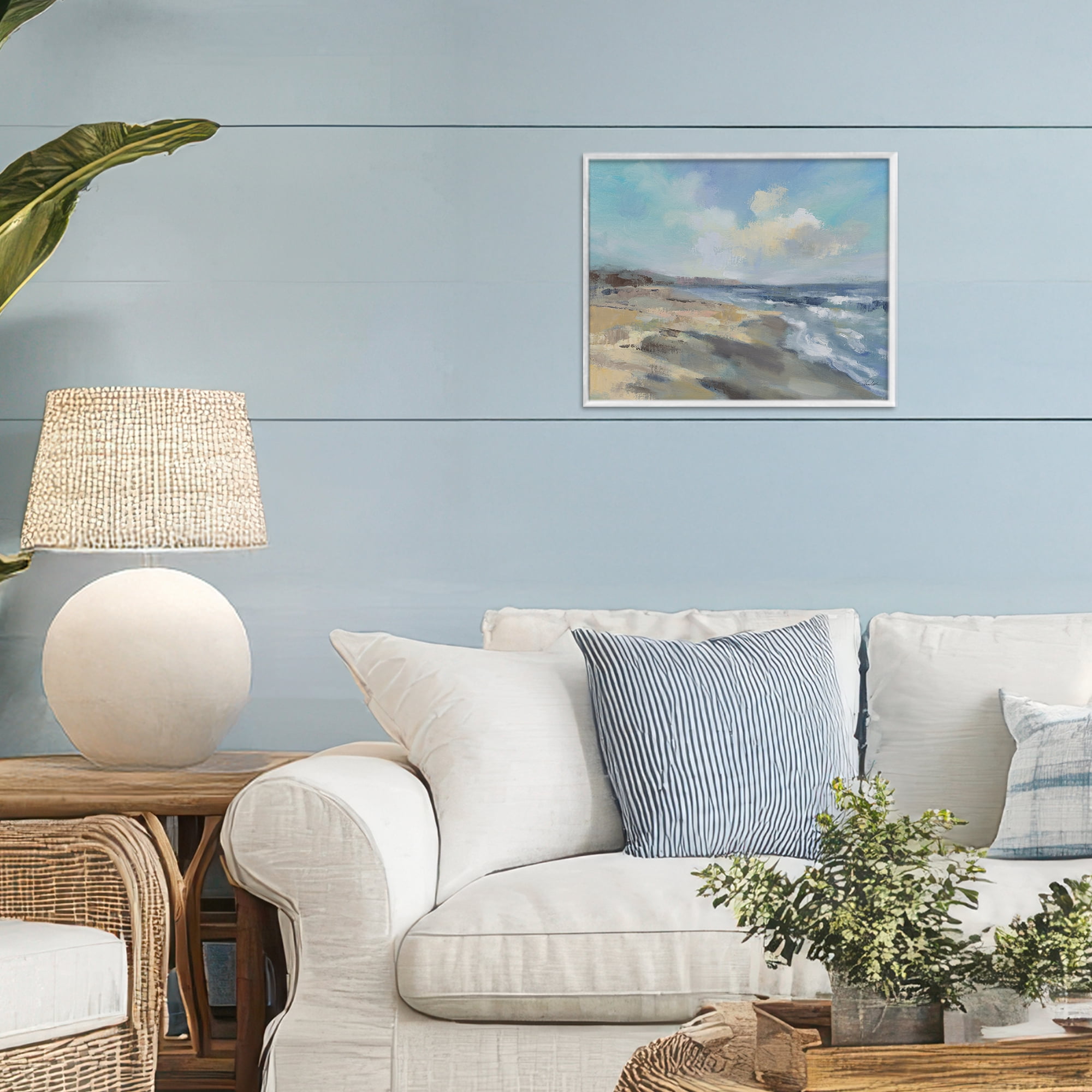 Stupell Industries Serene Morning Beach Waves White Framed Giclee Art, design by Silvia Vassileva