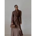 thumbnail image 5 of Abrigo de lana con solapa y doble botonadura para mujer, abrigo informal de manga larga con bolsillos, ropa de calle alta, 2024, 5 of 5
