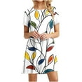 thumbnail image 4 of JTZGDY Women's Summer Dresses 2025 Beach Boho Floral Print Mini Sundress Short Sleeve Loose Casual Round Neck Graphic Short Tshirt Dress Multicolor XL, 4 of 8