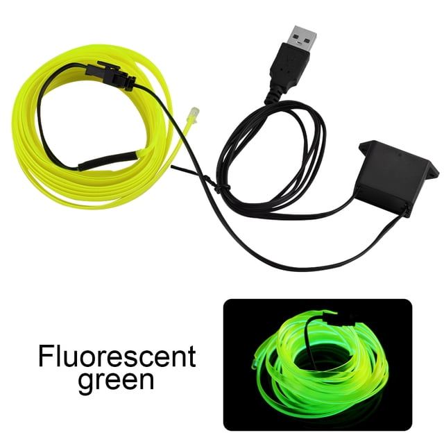 Kenally Iluminación interior del coche Tira de LED Decoración Guirnalda Línea de tubo de cuerda de alambre Luz de neón flexible con unidad de Automoción decorativa y accesorios Verde fluorescente Kenally VI000919-08B