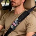 thumbnail image 5 of Xixirimido Car Seat Cover Set of 5 Pieces Front Seat Covers with Matching Seat Belt and Center Console Covers PU Leather Fits Most Vehicles, Black-Skull Mushroom Starry Night, 5 of 8
