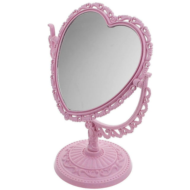 Vintage Desktop Makeup Mirror Creative Heart Shaped Mirror Rotatable Mirror
