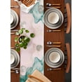 thumbnail image 2 of Modern Teal Green Water Ripple Table Runner-70 Inch Long Abstract Pink Marble Table Runners Linen Burlap Tablerunner for Kitchen Dining Room Holiday Party, 2 of 9