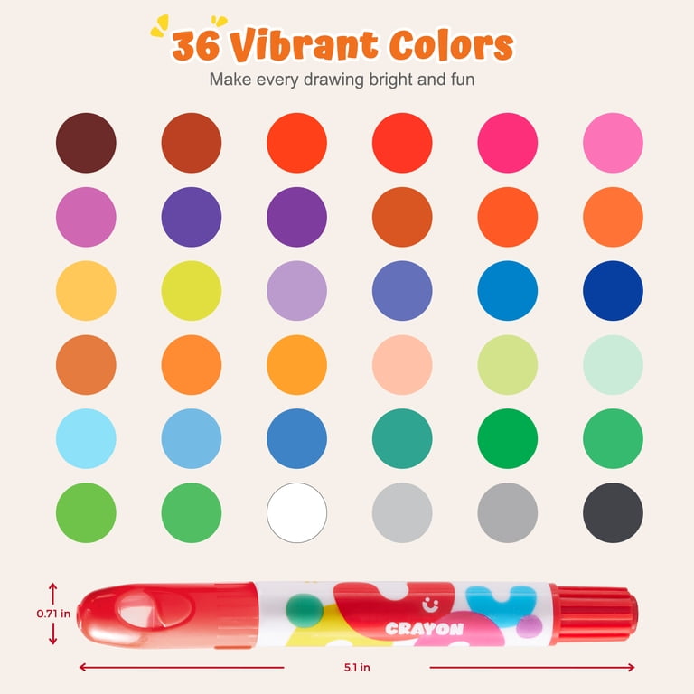 画材Jar Melo ジャーメロ　無毒の洗えるクレヨン 36色 Jar Melo 36 Count Silky Smooth Jumbo Crayons for Toddlers