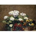 thumbnail image 2 of Fantin-Latour, Henri 18x14 Gold Ornate Wood Framed with Double Matting Museum Art Print Titled - Hydrangeas, Wallflowers and Two Pots of Pansies, 2 of 4