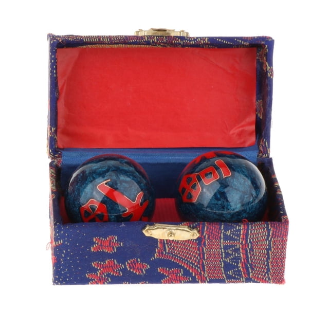 maskred 2 Pieces Massage Balls with Storage Box Balls Baoding for Middle Aged People Panda Red Fu Word Blue Diameter 42mm