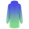 thumbnail image 5 of Women's Hooded Sweatshirt Cotton Long Sleeve Pullover Hoodie Dress Gradient Pockets Lightweight Sweater Top Dress (Large, Blue), 5 of 5