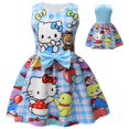 thumbnail image 1 of Vestido de verano de Hellokitty para niños y niñas, ropa de fiesta de seda sin mangas con lazo, dibujos animados, venta al por mayor, 3 a 7 años, 2023, 1 of 4