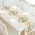 thumbnail image 2 of Mignonne Bande Dessinée Pâques Drapeaux de Table Face Unique Durable Beiges Vert Brun Résistant à l'Huile Lin Bleu Antidérapant Nappe, 2 of 9
