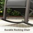 thumbnail image 6 of MRUAKA Rocking Chair Bistro Set,3 Piece Outdoor Patio Furniture Set with 2 Rockers and 1 Metal Coffee Table with Thick Cushions for Porch,Backyard,Poolside,Dark Grey, 6 of 8