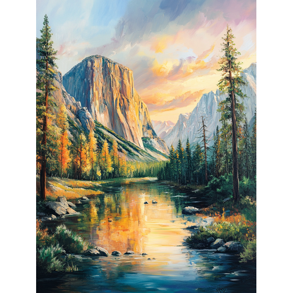 Yosemite Sunset Landscape Canvas Wall Art，Perfect for Living Room，Bedroom，Office，Bathroom，Hotel Decoration
