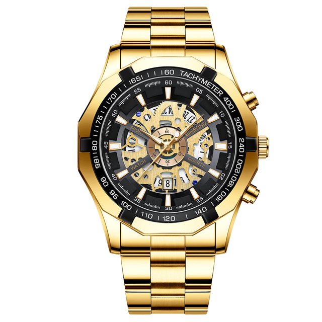 Hearth & Gear Business Quartz Watch For Men Metallic Craftsmanship High Tech Transparent Dial Sapphire Like Skeleton Design Modern Function Quartz Watch with Alarm Men Water Proof Ceramic Watch Women