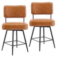 thumbnail image 2 of Tcbosik Swivel Bar Stools Set of 2, Armless PU Leather Kitchen Counter Height Barstool with Removable Backrest and Metal Legs, Upholstered Bar Chair, Easy Assembly, Brown, 2 of 10