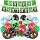 thumbnail image 1 of 19 piezas de decoraciones de cumpleaños de Minecraft, suministros para fiestas con temática de juegos, que incluyen (1 pieza) pancarta de feliz cumpleaños (18 piezas) globos, decoración para, 1 of 5