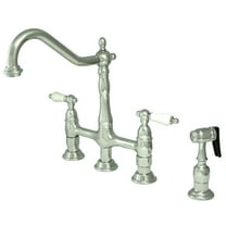 Kingston Brass KS1271PLBS Heritage Bridge Kitchen Faucet with Brass Sprayer, Polished Chrome