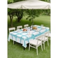 thumbnail image 4 of Outdoor Tablecloth with Umbrella Hole for Patio/Picnic/Party/Camping, Blue Plaid Waterproof Table Cloth Rectangle Table Cover Washable, Farmhouse Buffalo Check Stripes Modern Geometric (60"x 120"), 4 of 8