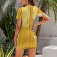 thumbnail image 2 of Abstract Mustard Yellow Artwork Short Dress Dresses For Woman Fairy Dress, 2 of 9