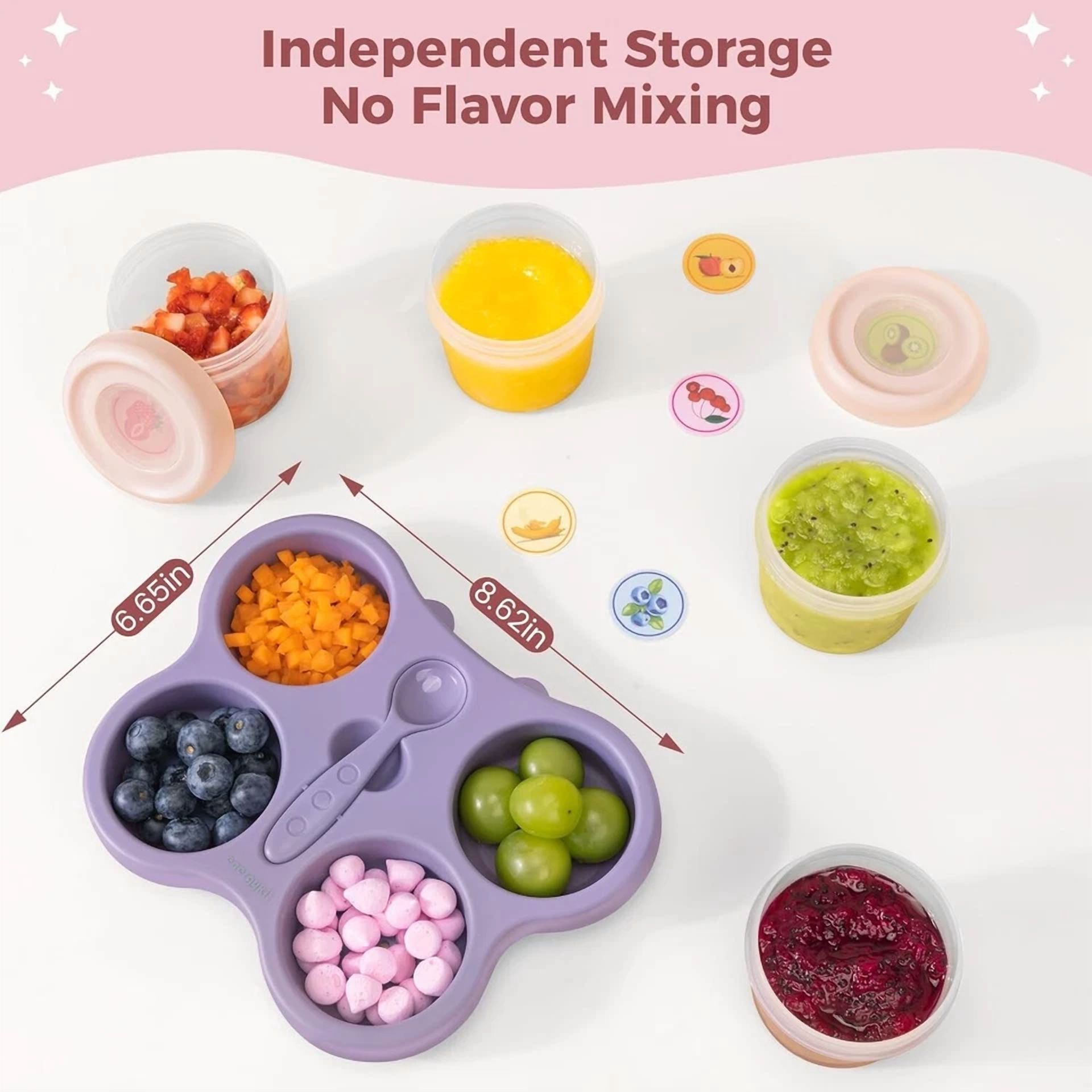 KLYNE - 4Oz Baby Food Container With Airtight Lids Storage Containers For Daycare Travel