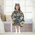 thumbnail image 7 of FORMRS Wearable Blanket Hoodie with Sleeves for Kids Cozy Flannel Sweatshirt, Navy Floral Pattern, 7 of 7