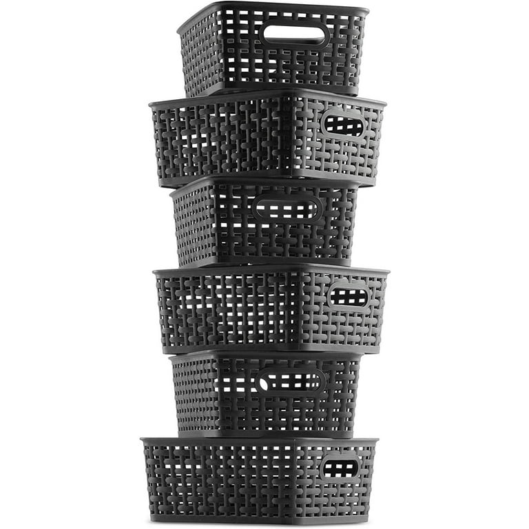  Anbers Small Plastic Storage Basket Pack of 6, Gray Pantry  Storage Bins : Home & Kitchen