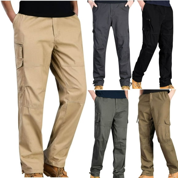 JURANMO Big and Tall Men's Cargo Pants Solid Cotton Resistant Ripstop Hiking Pants Casual Loose Track Pants with Pockets Deals of the Day Gray XXXL