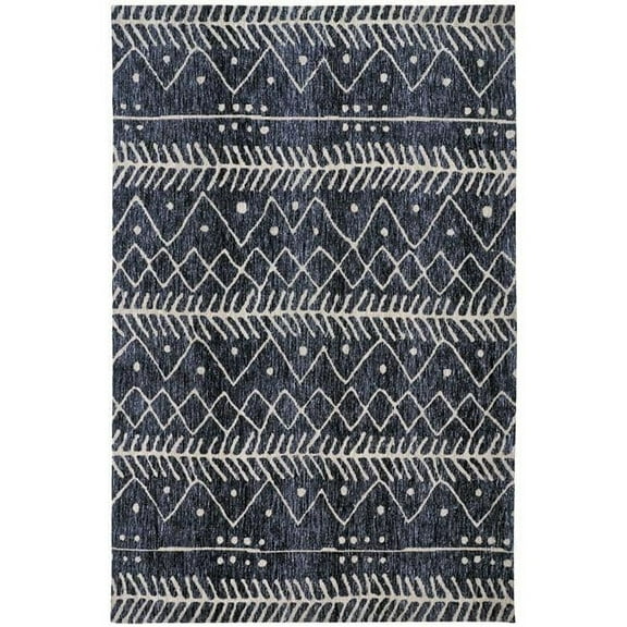 HomeRoots 515028 10 x 13 ft. Blue & Ivory Striped Stain Resistant Rectangle Area Rug