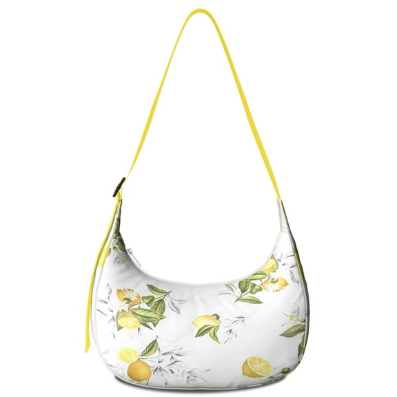 Fresh Lemon Floral Print Crossbody Tote Bag for Women, Summer Fruit Shoulder Purse, Lightweight & Water-Resistant Hobo Handbag, Large Capacity for Daily Use
