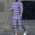 thumbnail image 2 of BiZtdJrK Stripe Tracksuits for Men Big and Tall Casual Crew Neck Muscle Long Sleeve Shirts Matching Drawstring Joggers Sweatpant 2 Piece Outfits Purple 5XL, 2 of 8