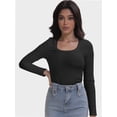 thumbnail image 2 of Women Long Sleeve Scoop Neck Tops Stretch Fitted Casual Tops Tee Slim Fit Fall Going Out Sexy Basic Shirts, 2 of 6