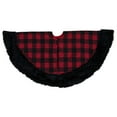 thumbnail image 4 of Northlight Buffalo Plaid with Polka Dots and Faux Fur Border Christmas Tree Skirt - Black and Red -, 4 of 5