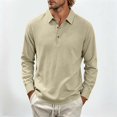 thumbnail image 4 of Hngshg Mens T-Shirts Big and Tall Comfy Button Up Collared Tops Long Sleeve Solid Color Pullover Tee Shirts, 4 of 7