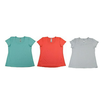 (3-Pack) Active Life Womens Size Small Performance Moisture Wicking T-Shirts, Lt Grey/Guava/Aquamint