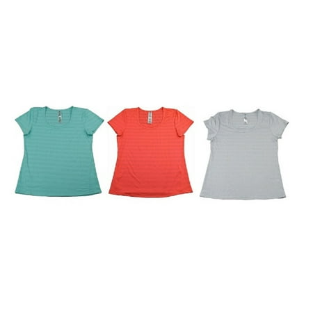 (3-Pack) Active Life Womens Size Small Performance Moisture Wicking T-Shirts, Lt Grey/Guava/Aquamint