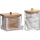 thumbnail image 1 of 2 recipientes para hisopos de baño con tapas de bambú, dispensador de hisopos de algodón de 10/7 oz, tarro organizador de boticario transparente para almacenamiento., 1 of 6