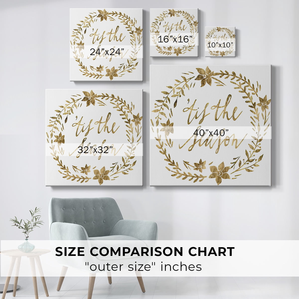Golden Christmas I- Gallery Wrapped Canvas