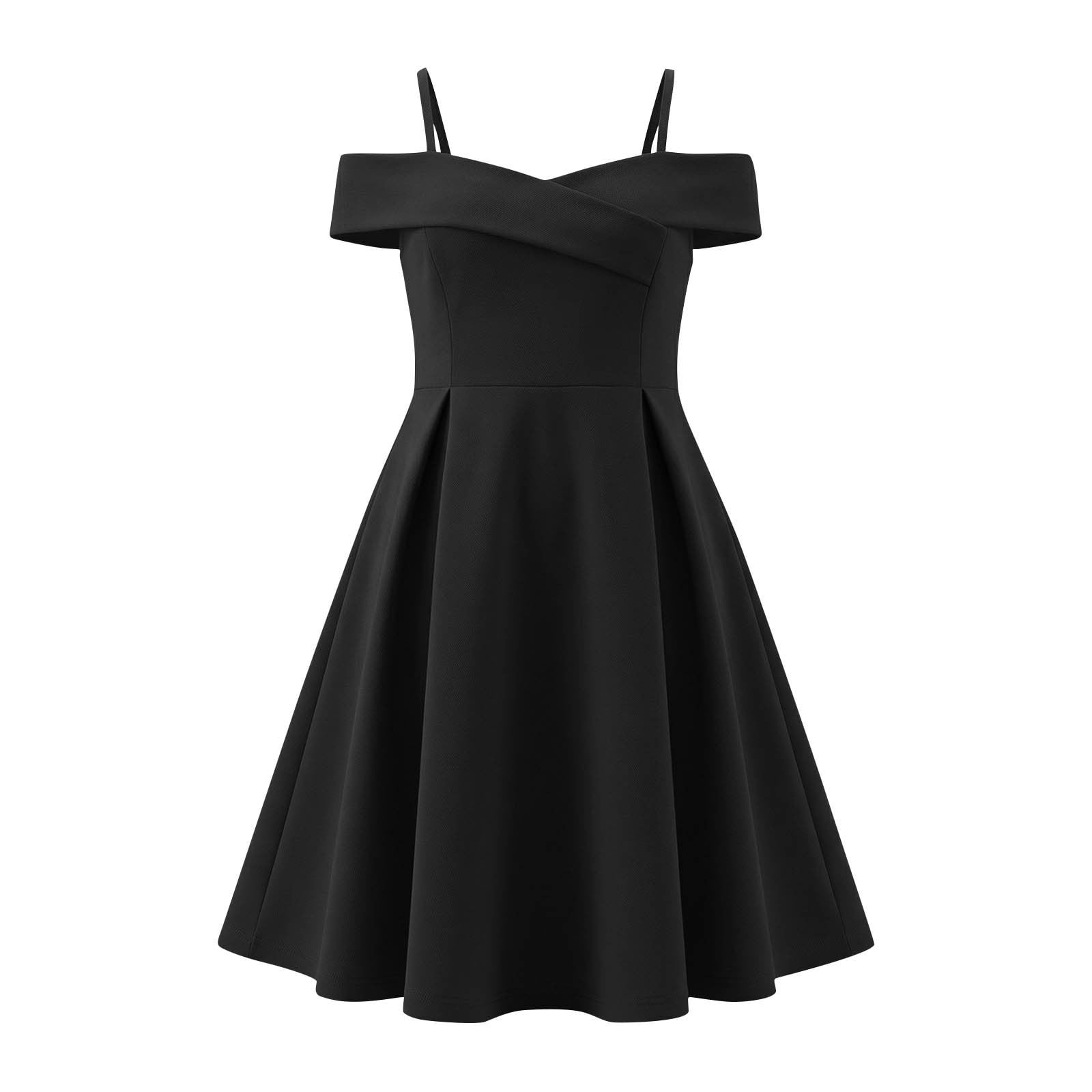 ATOGUTA Dress for Girls Flowy Long Tween Formal Dress for Wedding Birthday Party Dance Gown Size 6-14, Black