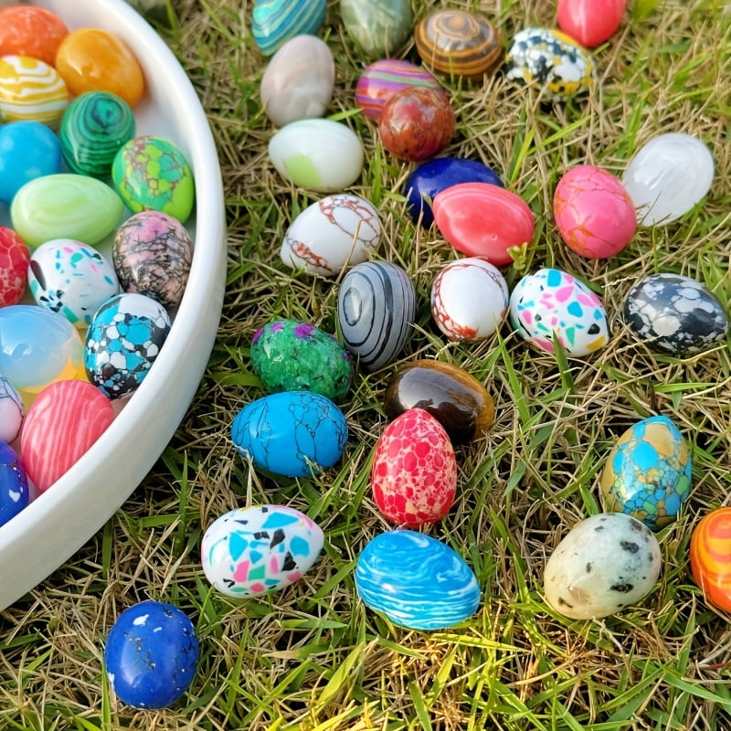 Natural Polished Stone Eggs, Large Mineral Polished Crystal Palm Chakra Eggs, The Perfect Gift for Easter Decoration.