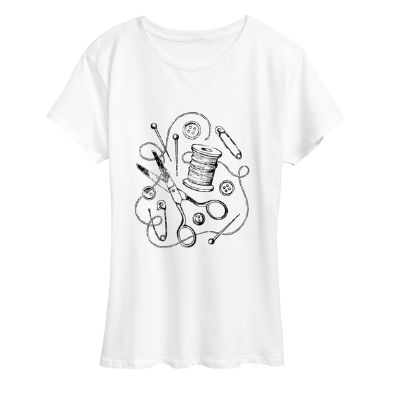 Instant Message - Vintage Sewing Tools Short Sleeve Graphic T-Shirt