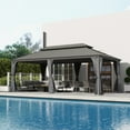 thumbnail image 3 of Domi Ourdoor Living 22ft×14ft Hardtop Gazebo,Aluminum Frame Canopy Galvanized Steel with Double Roof,Permanent Outdoor Metal Pavilion with Curtains & Netting for Patio,Backyard & Lawn,Gray, 3 of 9