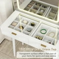 thumbnail image 6 of Danpinera Home 49" Fluted Makeup Vanity Desk with Lighted Mirror & Glass Top, White, 6 of 9