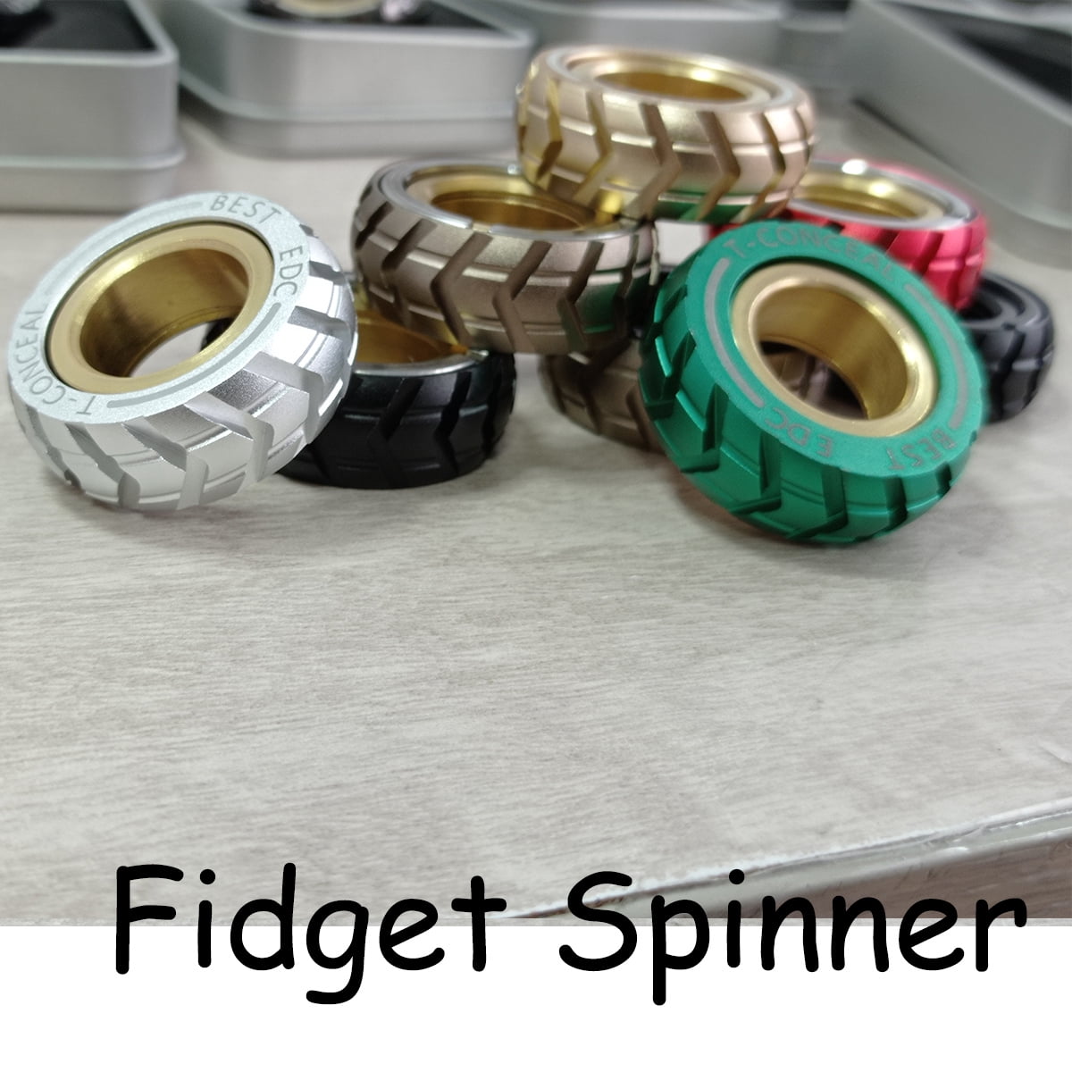 T-Conceal EDC Fidget Sliders Fidget Toys Stress Relief for Adults Magnetic Metal ADHD Casual Fidget Rings Haptic Coin Blocks (Tire-Upgrade)