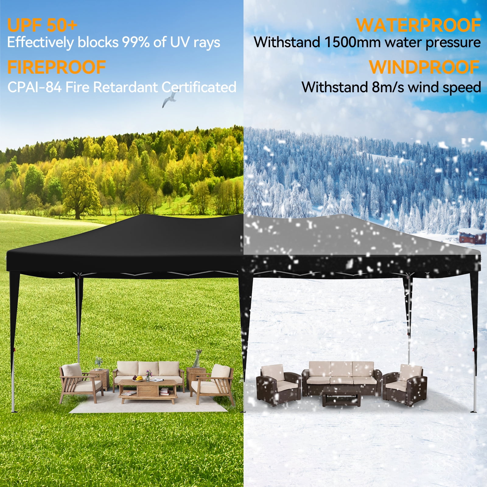 VECUKTY 10 x 20ft Pop up Canopy Tent with 6 Sidewalls
