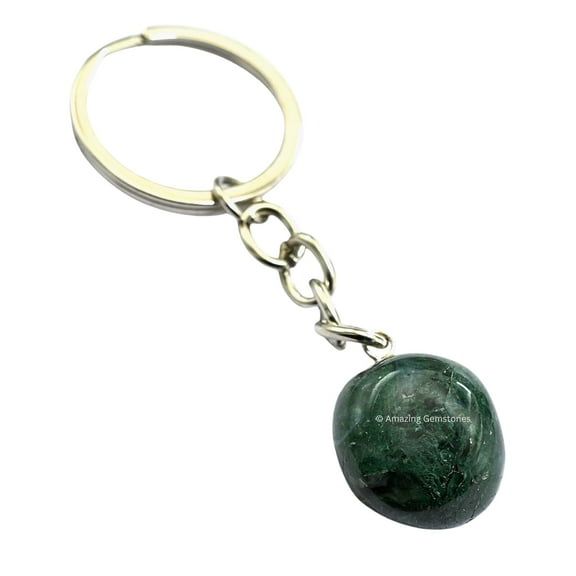 Moss Agate Crystal Car Key Holder, Tumbled Crystal Keychain