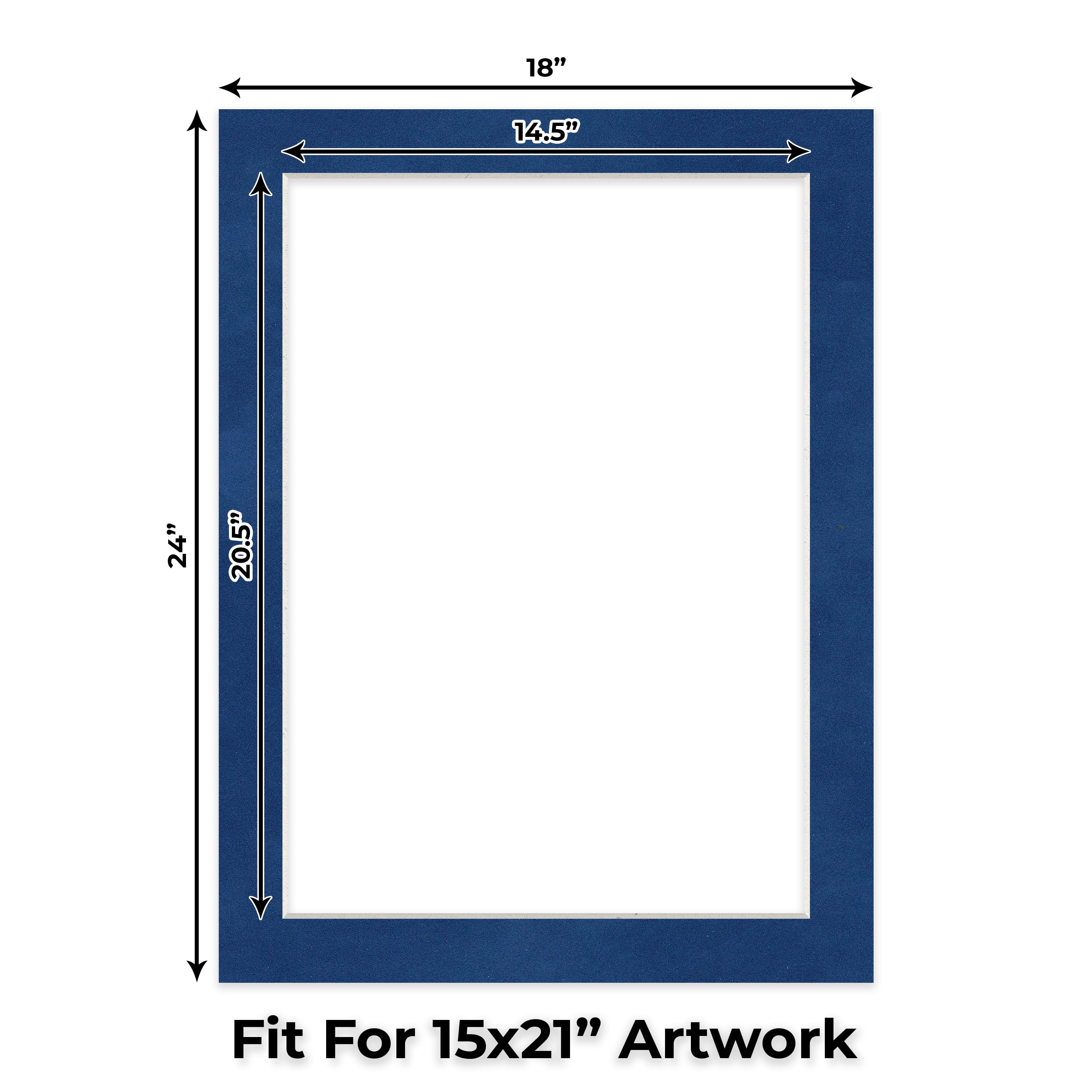 Brooke Blue Suede Picture Frame Mat for 18x24 Frames - Fits 15x21 Photos - 25 Mats