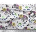 thumbnail image 3 of Soimoi Yellow Polyester Crepe Fabric Bird,Leaves & Floral Print Sewing Fabric BTY 42 Inch Wide, 3 of 3